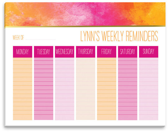 Pink Watercolor Weekly Schedule Pad